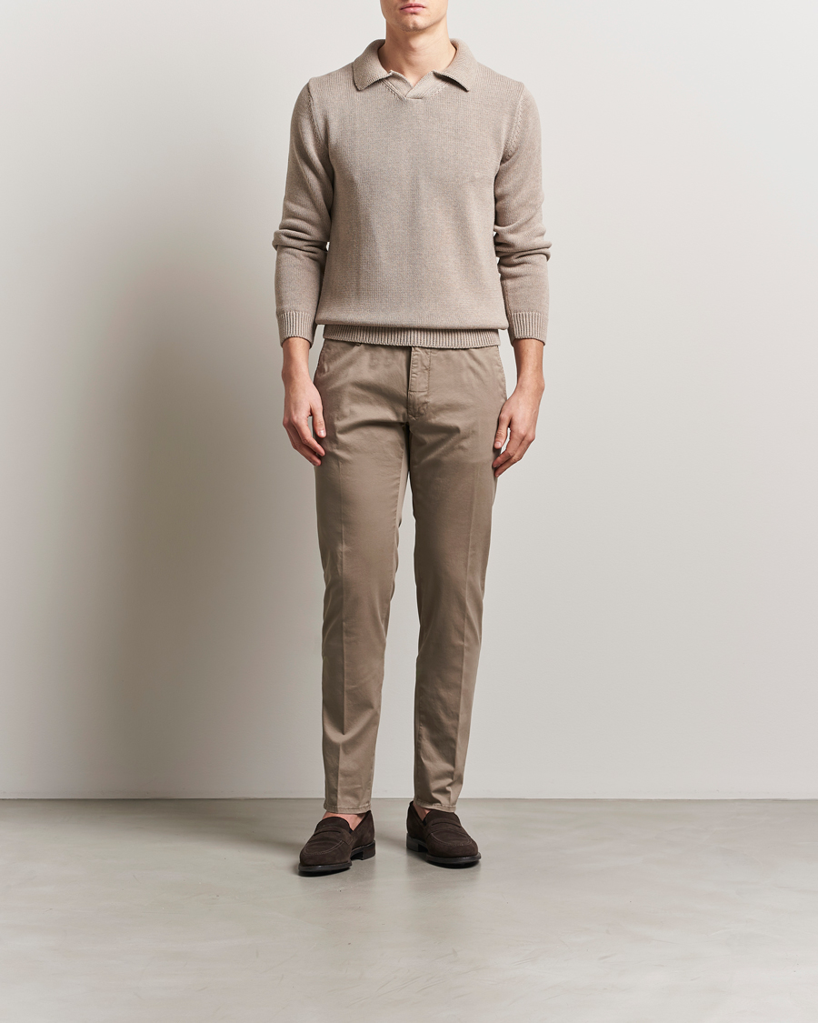 Homme | Pantalons | Incotex | Slim Fit Garment Dyed Slacks Brown