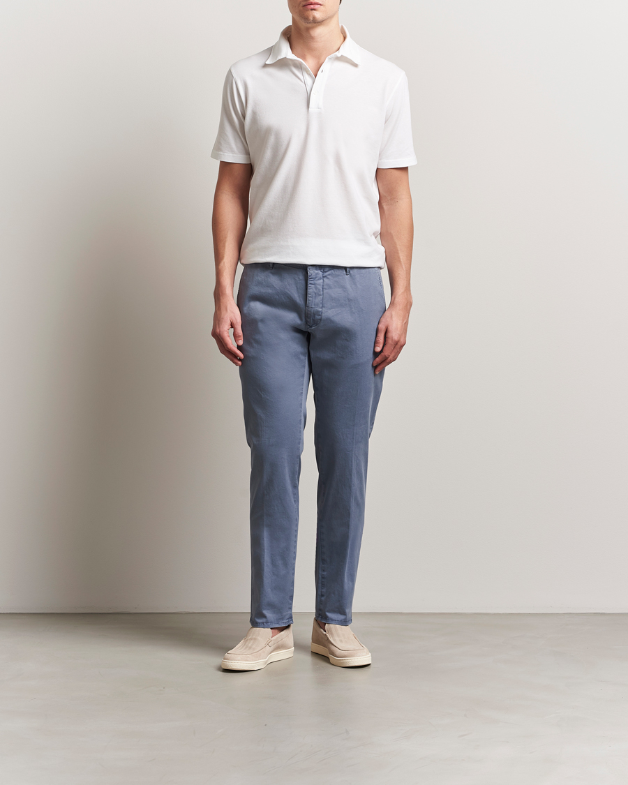 Homme | Pantalons | Incotex | Slim Fit Garment Dyed Slacks Blue