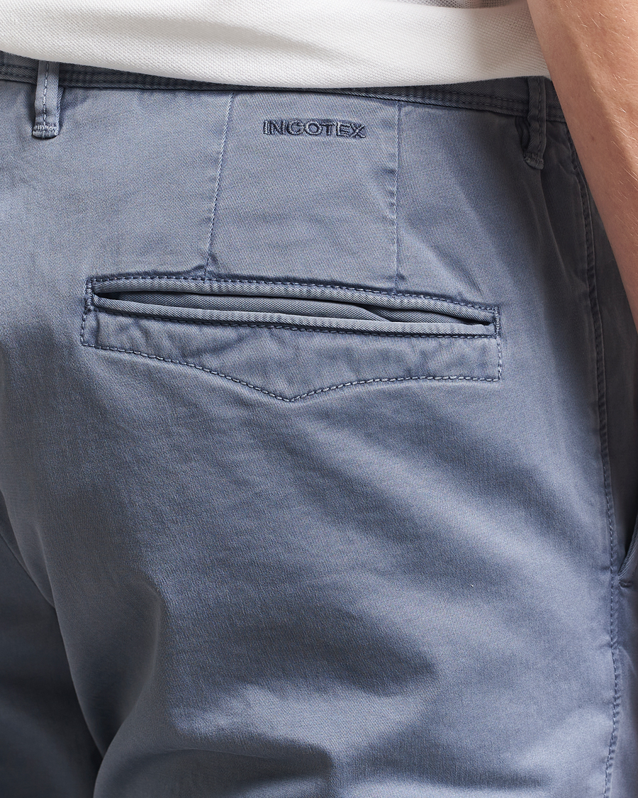 Homme | Pantalons | Incotex | Slim Fit Garment Dyed Slacks Blue