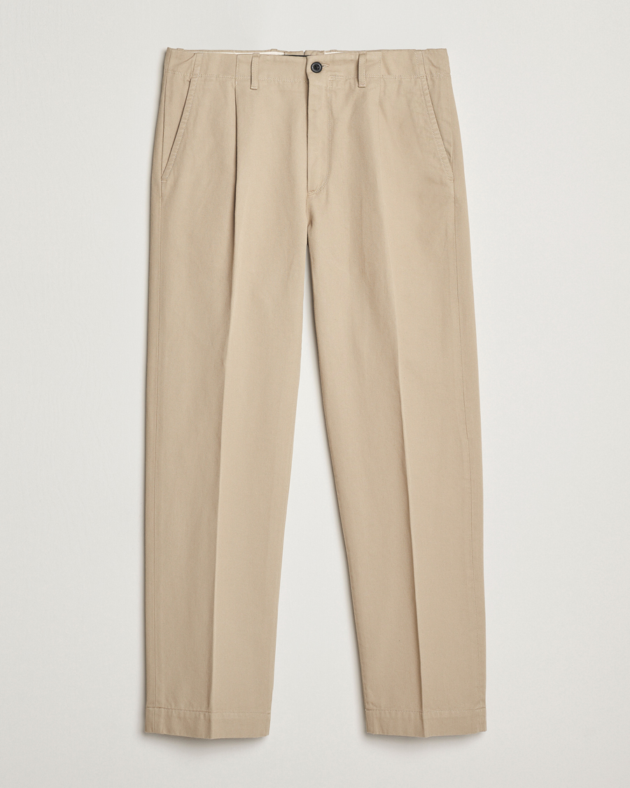Homme | Pantalons | Incotex | Regular Fit Uniform Cotton Slacks Beige
