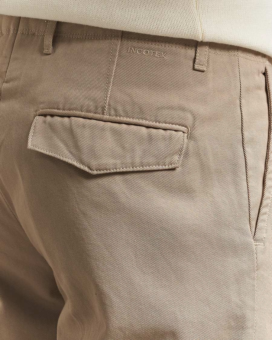 Homme | Pantalons | Incotex | Regular Fit Uniform Cotton Slacks Beige