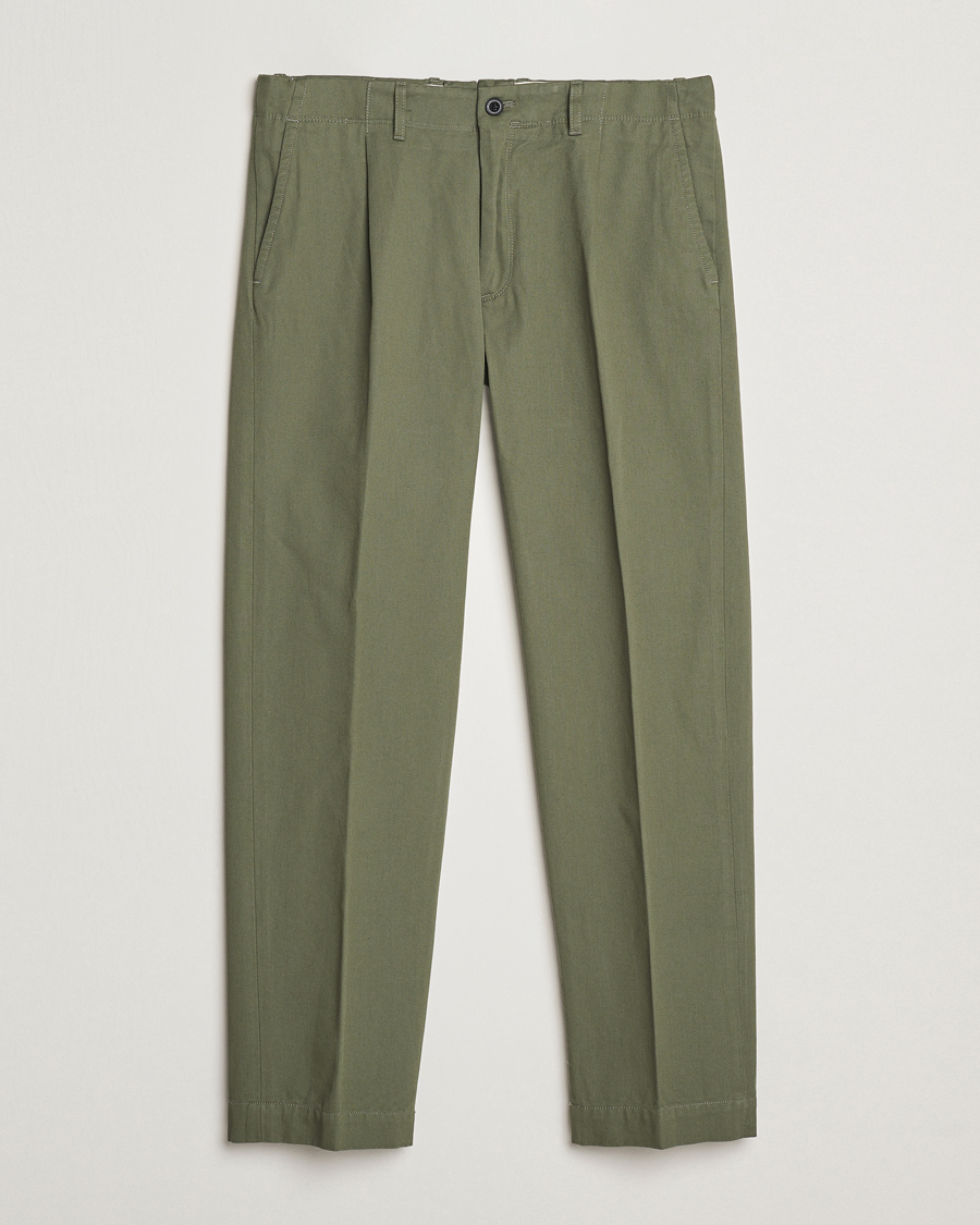 Homme | Pantalons | Incotex | Regular Fit Uniform Cotton Slacks Military
