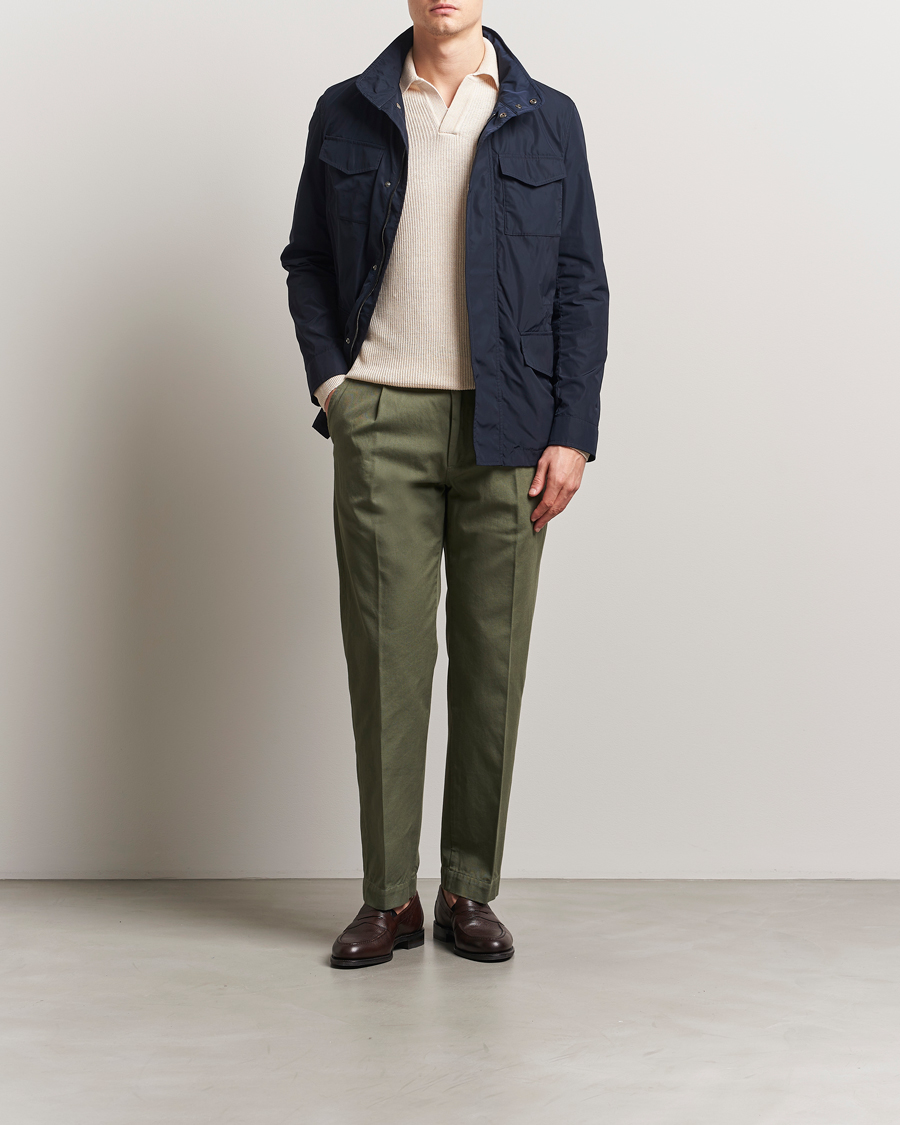 Homme | Pantalons | Incotex | Regular Fit Uniform Cotton Slacks Military