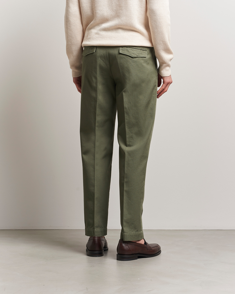 Homme | Pantalons | Incotex | Regular Fit Uniform Cotton Slacks Military