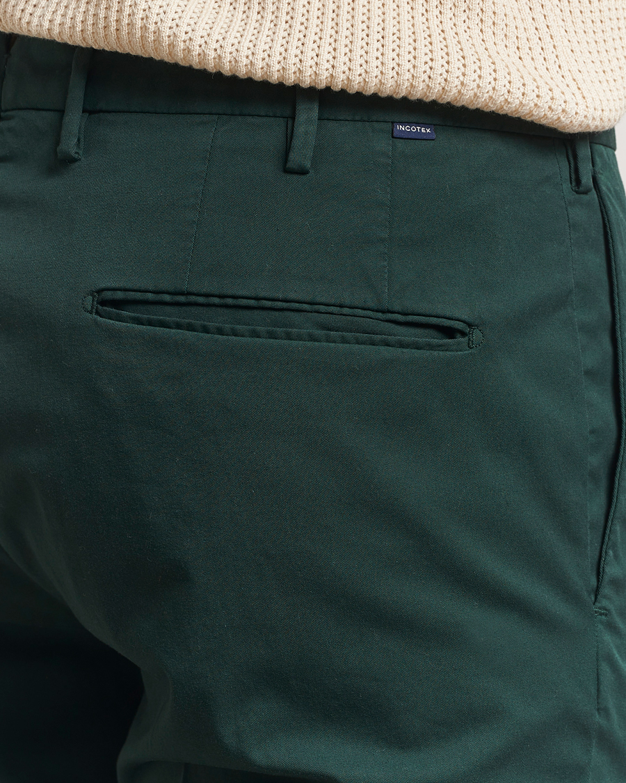 Homme | Pantalons | Incotex | Slim Fit Comfort Chinos Dark Green