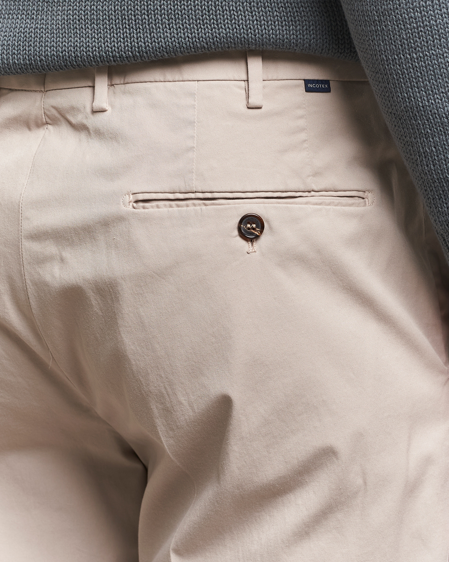 Homme | Pantalons | Incotex | Regular Fit Comfort Chinos Light Beige