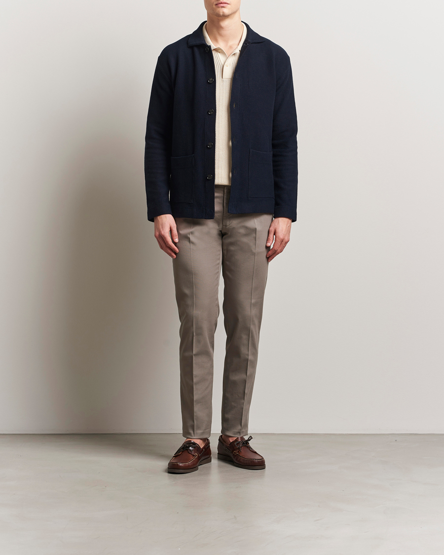 Homme | Pantalons | Incotex | Slim Fit Micro Structure Cotton Chinos Brown
