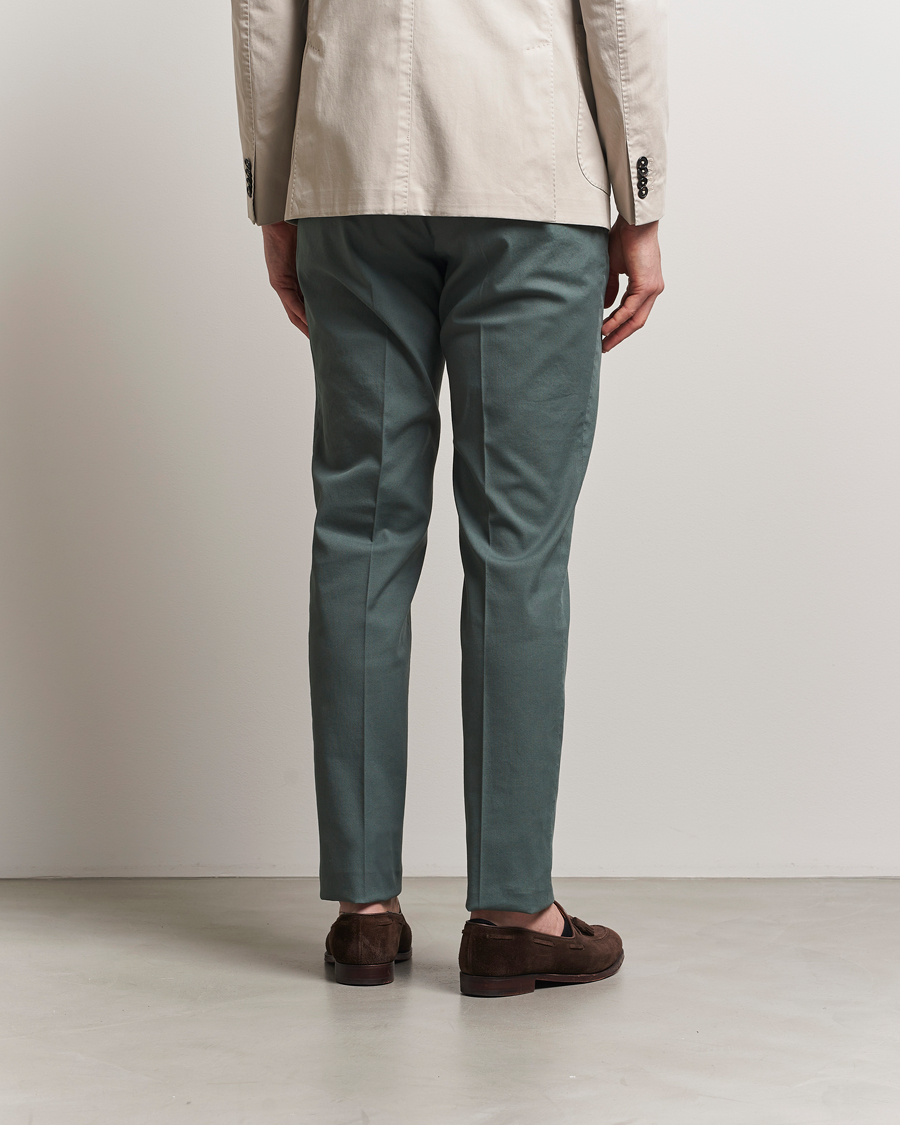 Homme | Pantalons | Incotex | Slim Fit Micro Structure Cotton Chinos Green