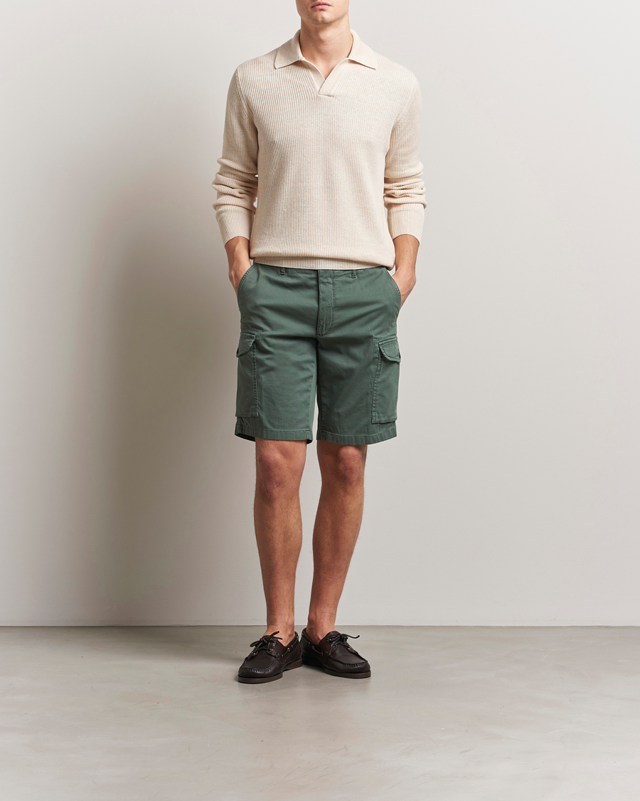 Homme | Shorts | Incotex | Cotton Cargo Shorts Bottle Green