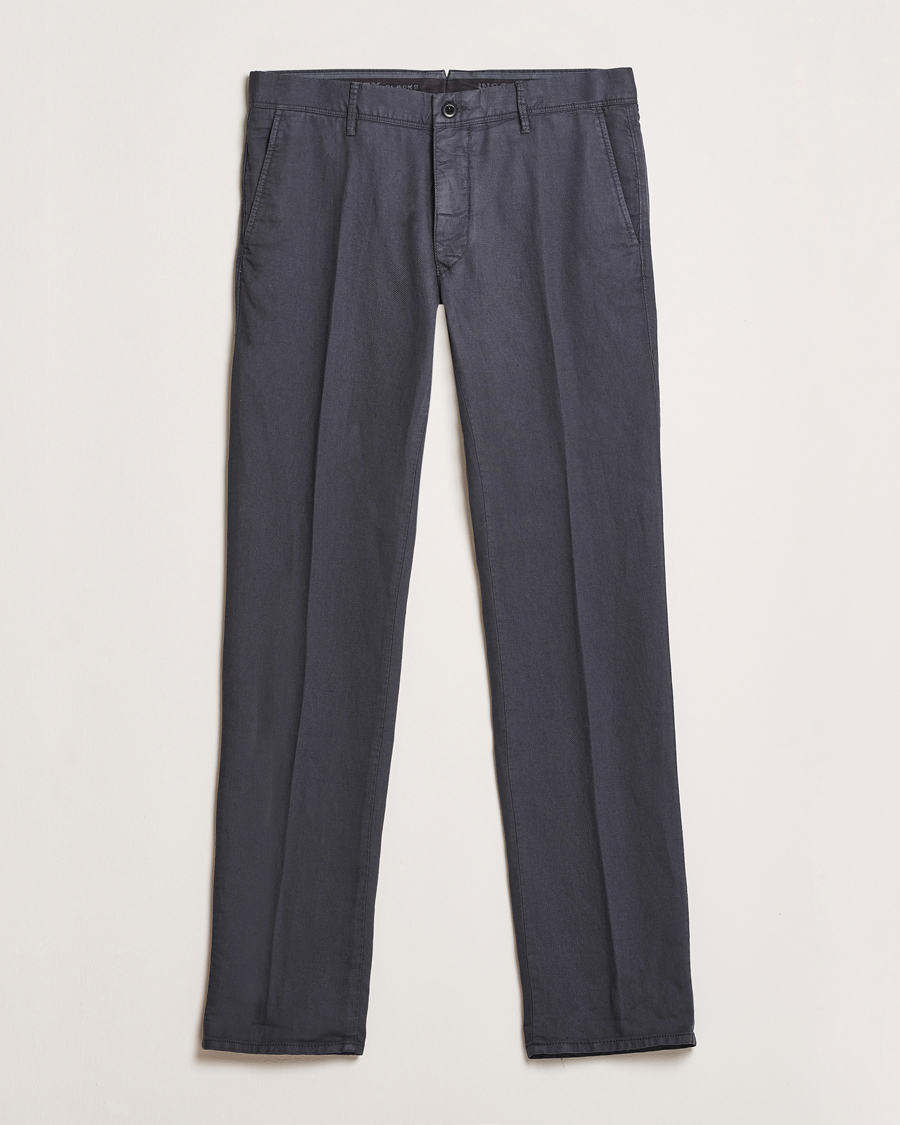 Homme | Pantalons | Incotex | Slim Fit Basket Weave Cotton Slacks Dark Grey