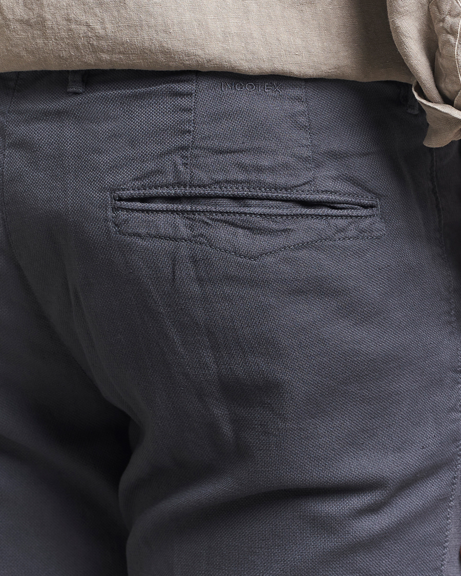 Homme | Pantalons | Incotex | Slim Fit Basket Weave Cotton Slacks Dark Grey