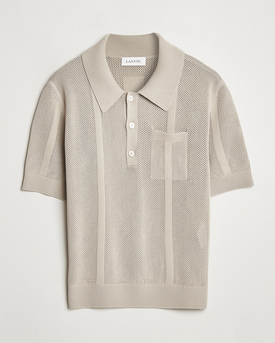 Homme | Pulls Et Tricots | Lanvin | Striped Jacquard Polo Light Beige