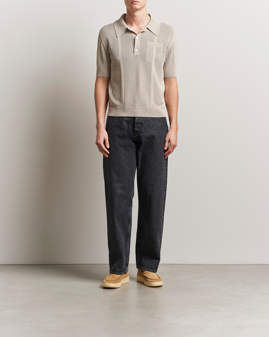 Homme | Pulls Et Tricots | Lanvin | Striped Jacquard Polo Light Beige
