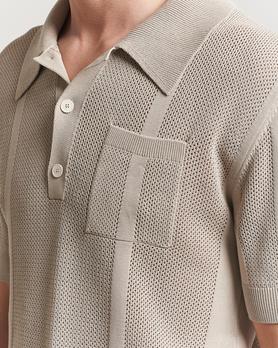 Homme | Pulls Et Tricots | Lanvin | Striped Jacquard Polo Light Beige