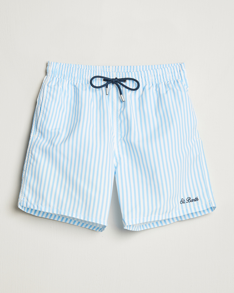 Homme | Maillots De Bain | MC2 Saint Barth | Printed Nylon Swim Shorts Light Blue Stripes