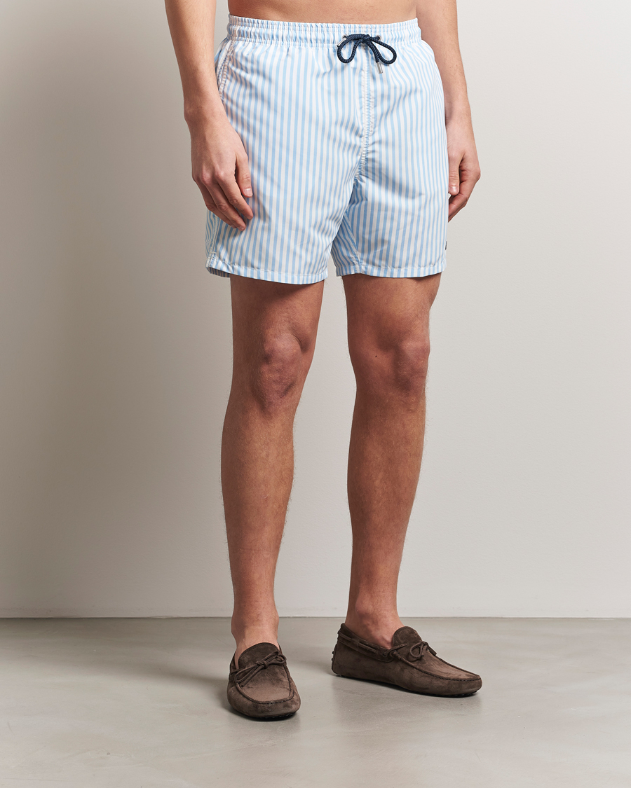 Homme | Maillots De Bain | MC2 Saint Barth | Printed Nylon Swim Shorts Light Blue Stripes