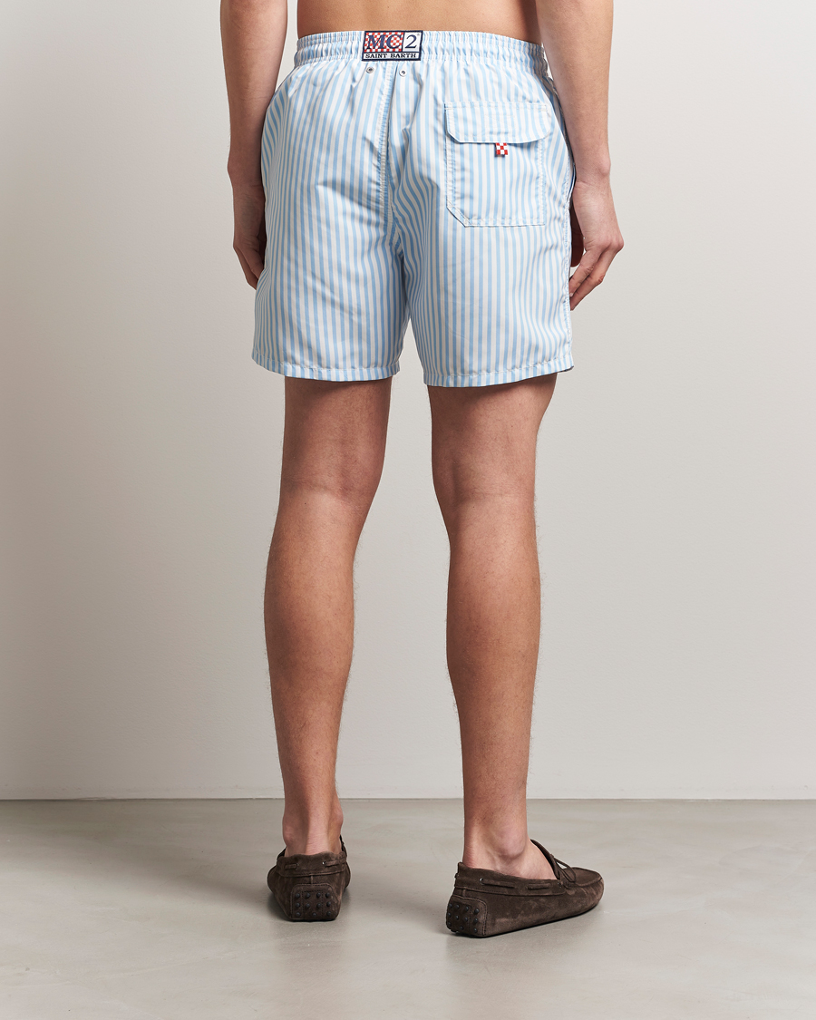Homme | Maillots De Bain | MC2 Saint Barth | Printed Nylon Swim Shorts Light Blue Stripes