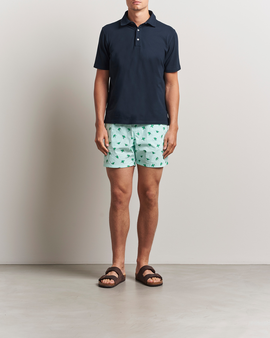 Homme | Maillots De Bain | MC2 Saint Barth | Printed Nylon Swim Shorts Green Turtle Stripes