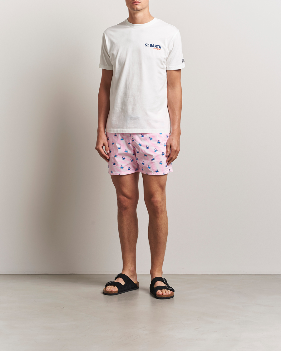 Homme | Maillots De Bain | MC2 Saint Barth | Printed Nylon Swim Shorts Pink Crabs Stripes