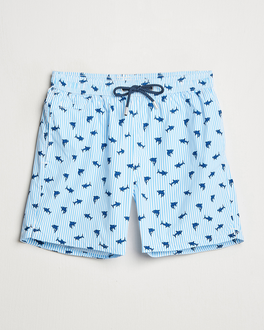 Homme | Maillots De Bain | MC2 Saint Barth | Printed Swim Shorts Blue Shark Trouble Stripes