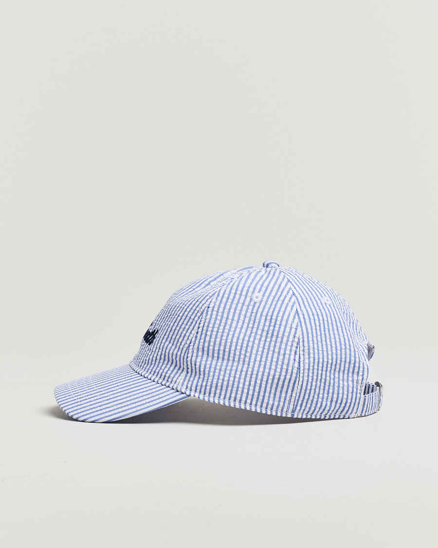 Homme | MC2 Saint Barth Seersucker Baseball Cap Blue Stripes | MC2 Saint Barth | Seersucker Baseball Cap Blue Stripes