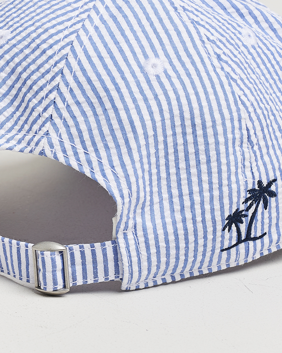 Homme | MC2 Saint Barth Seersucker Baseball Cap Blue Stripes | MC2 Saint Barth | Seersucker Baseball Cap Blue Stripes