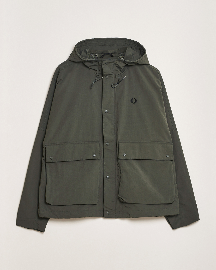Homme | Manteaux Et Vestes | Fred Perry | Cropped Hooded Fishing Parka Field Green