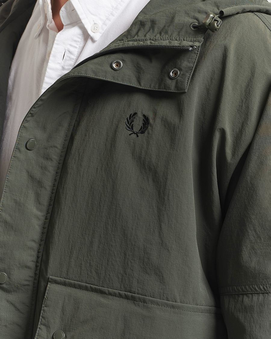 Homme | Manteaux Et Vestes | Fred Perry | Cropped Hooded Fishing Parka Field Green