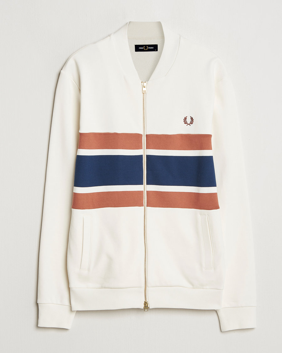 Homme | Pulls Et Tricots | Fred Perry | Paneled Full Zip Sweatshirt Light Ecru