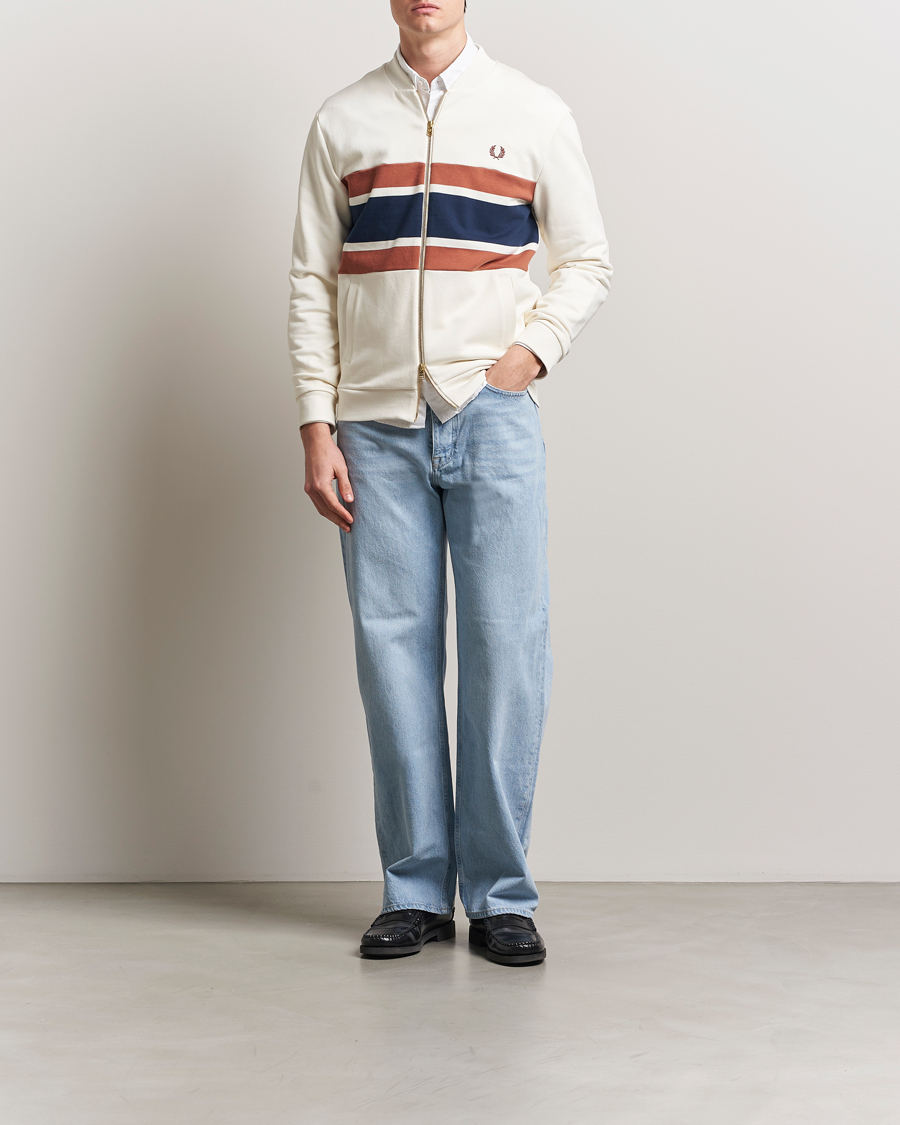 Homme | Pulls Et Tricots | Fred Perry | Paneled Full Zip Sweatshirt Light Ecru