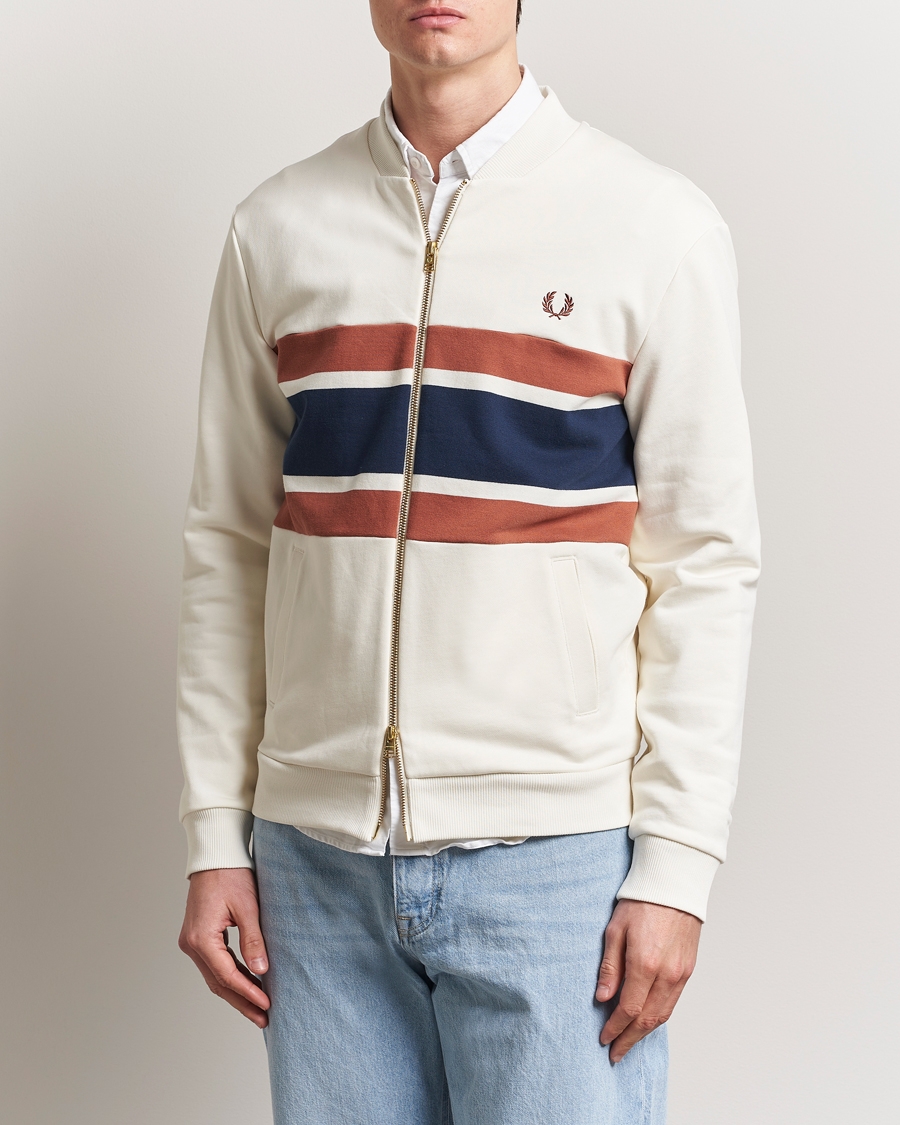 Homme | Pulls Et Tricots | Fred Perry | Paneled Full Zip Sweatshirt Light Ecru