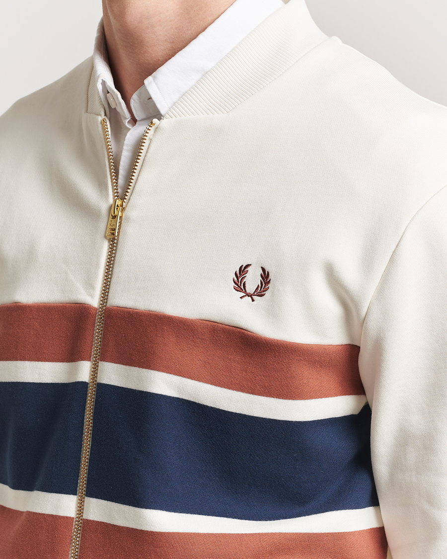 Homme | Pulls Et Tricots | Fred Perry | Paneled Full Zip Sweatshirt Light Ecru
