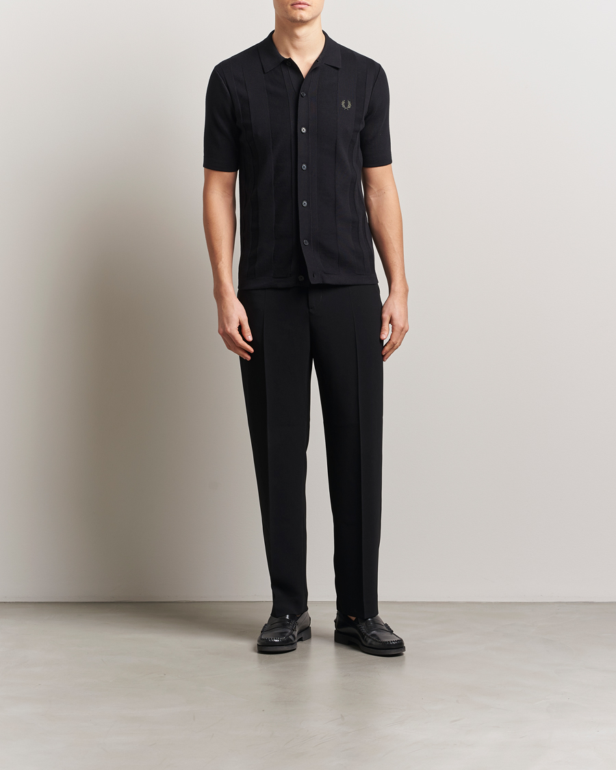 Homme | Chemises | Fred Perry | Knitted Short Sleeve Shirt Black