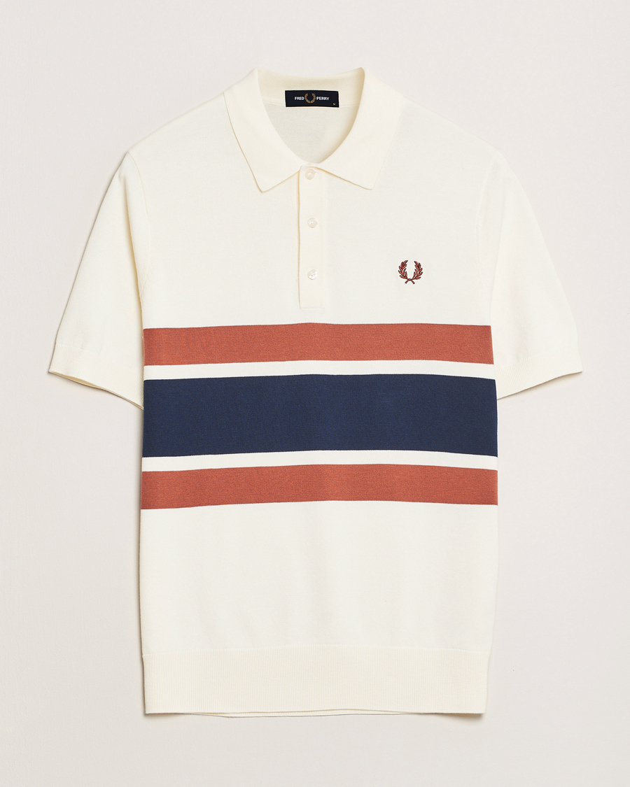 Homme | Polos | Fred Perry | Paneled Knitted Polo Light Ecru