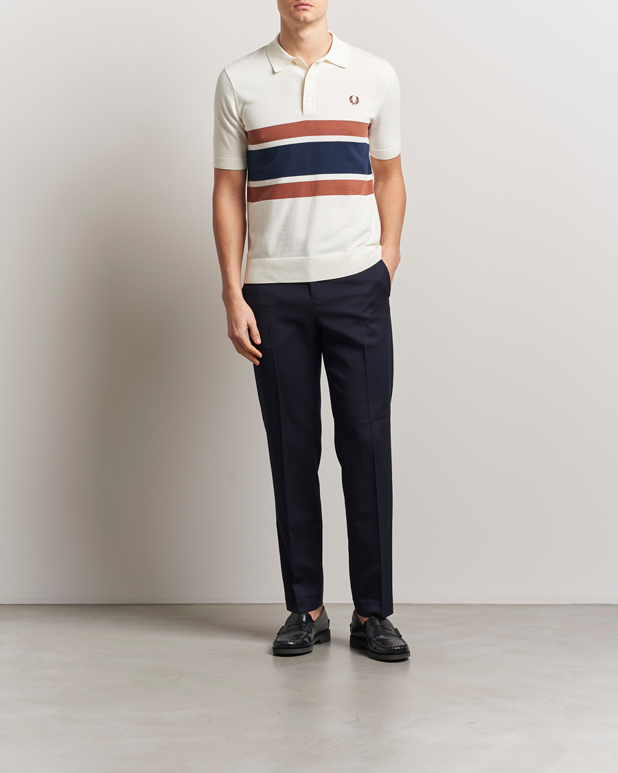 Homme | Polos | Fred Perry | Paneled Knitted Polo Light Ecru