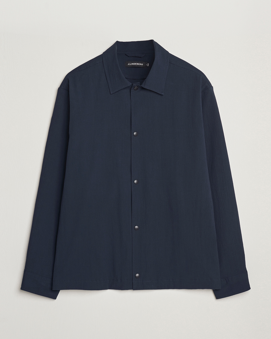 Homme | Chemises | J.Lindeberg | Celian Seersucker Overshirt Navy
