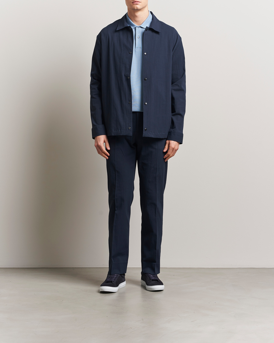 Homme | Chemises | J.Lindeberg | Celian Seersucker Overshirt Navy
