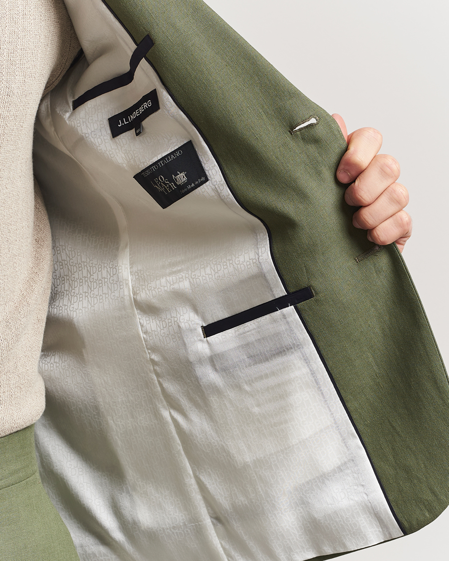 Homme | Blazers | J.Lindeberg | Elton Super Linen Blazer Olivinie