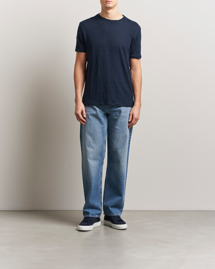 Homme | T-shirts | J.Lindeberg | Coma Linen T-Shirt Navy