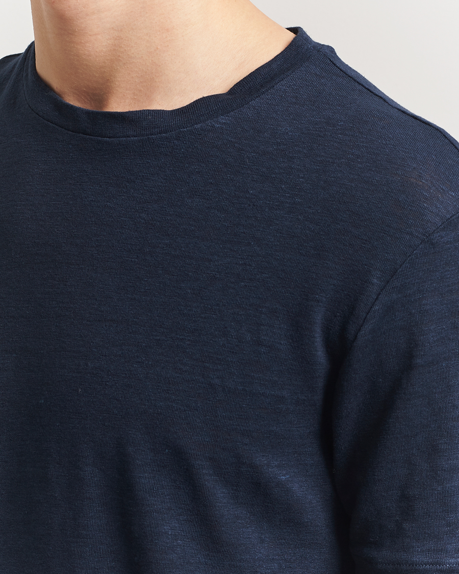 Homme | T-shirts | J.Lindeberg | Coma Linen T-Shirt Navy