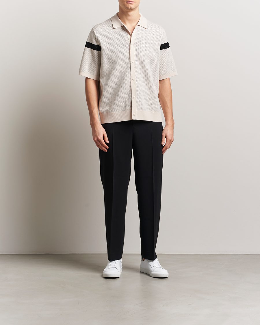 Homme | Chemises | J.Lindeberg | Rayne Short Sleeve Knitted Shirt Moonbeam