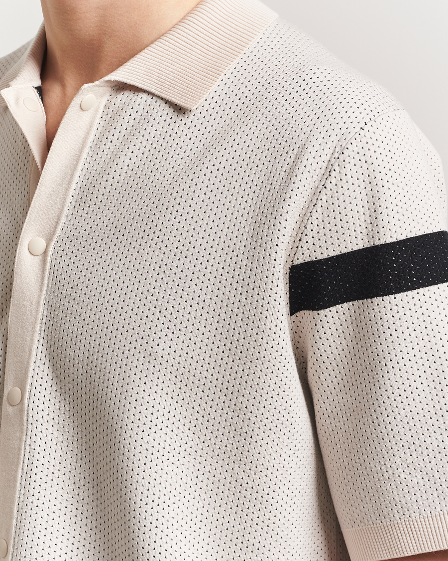 Homme | Chemises | J.Lindeberg | Rayne Short Sleeve Knitted Shirt Moonbeam