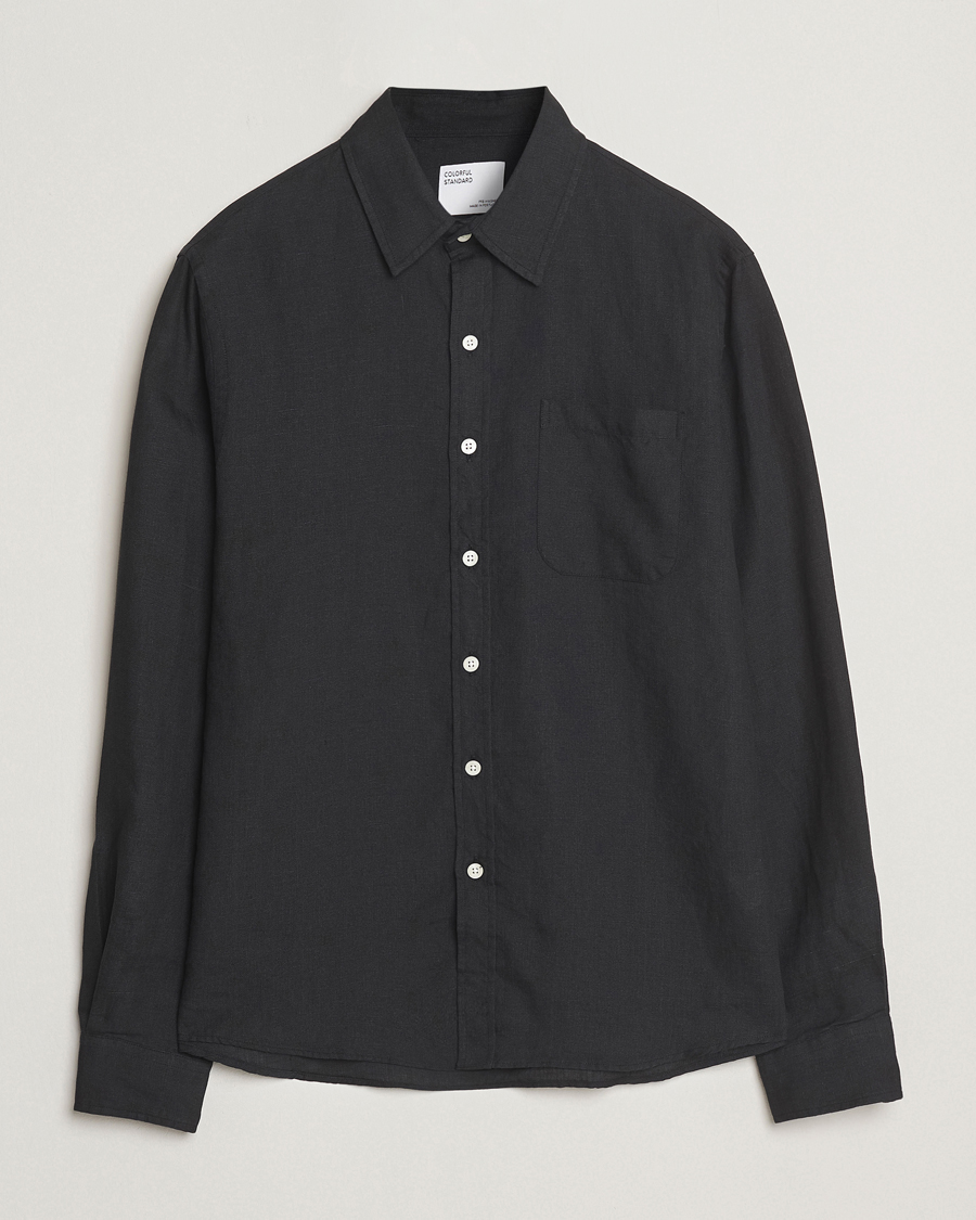 Homme | Chemises | Colorful Standard | Garment Dyed Linen Shirt Deep Black