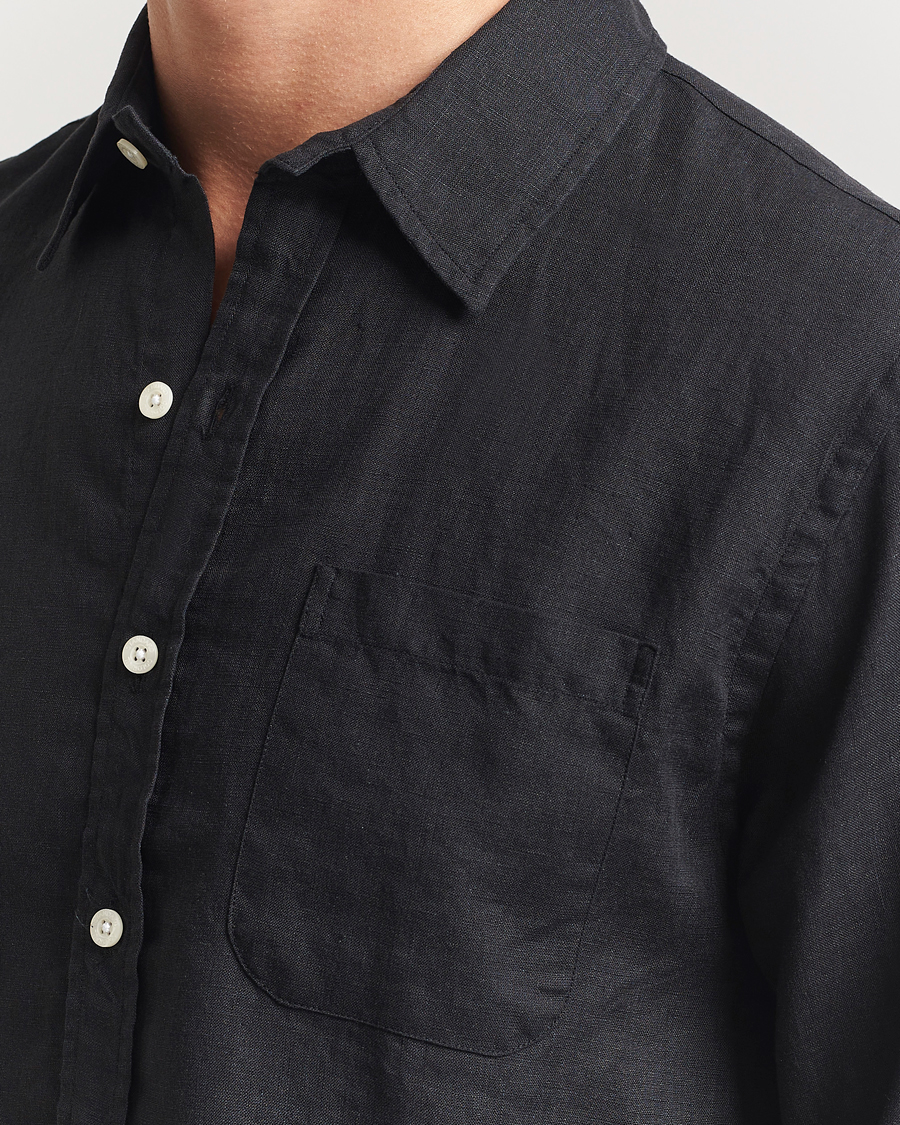Homme | Chemises | Colorful Standard | Garment Dyed Linen Shirt Deep Black