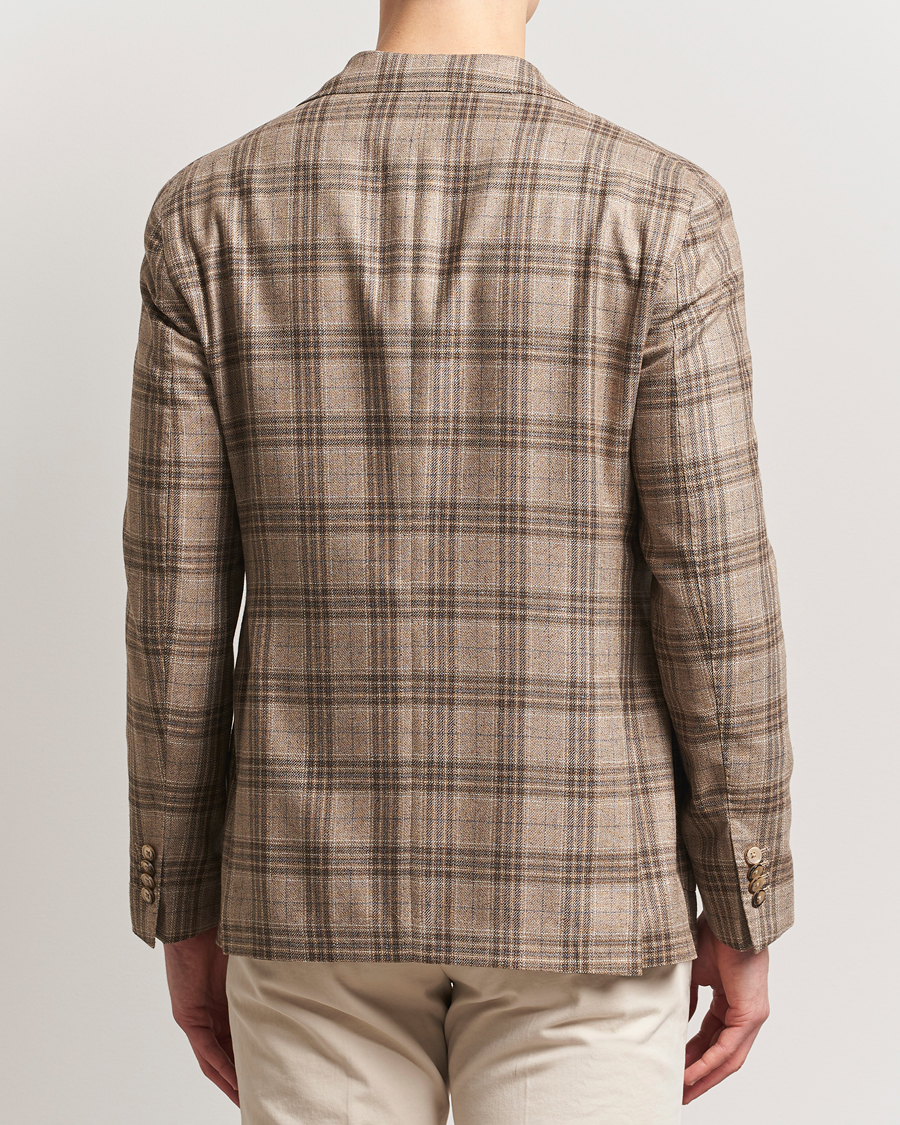 Homme | Blazers | L.B.M. 1911 | Jack Regular Fit Silk/Wool Overcheck Blazer Brown