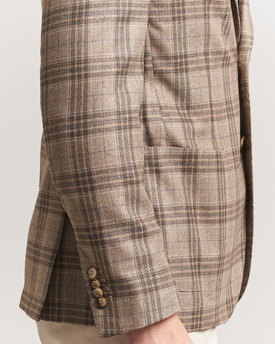 Homme | Blazers | L.B.M. 1911 | Jack Regular Fit Silk/Wool Overcheck Blazer Brown