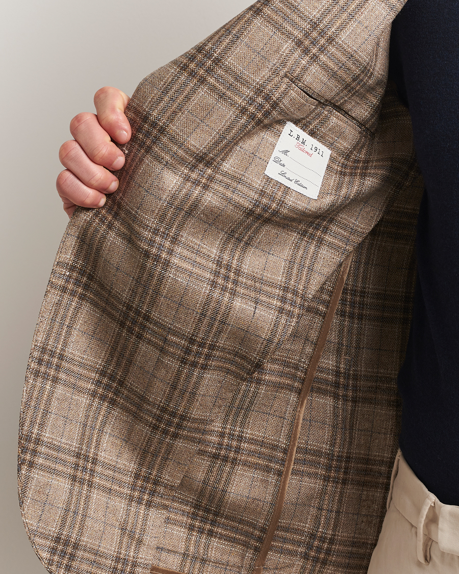 Homme | Blazers | L.B.M. 1911 | Jack Regular Fit Silk/Wool Overcheck Blazer Brown