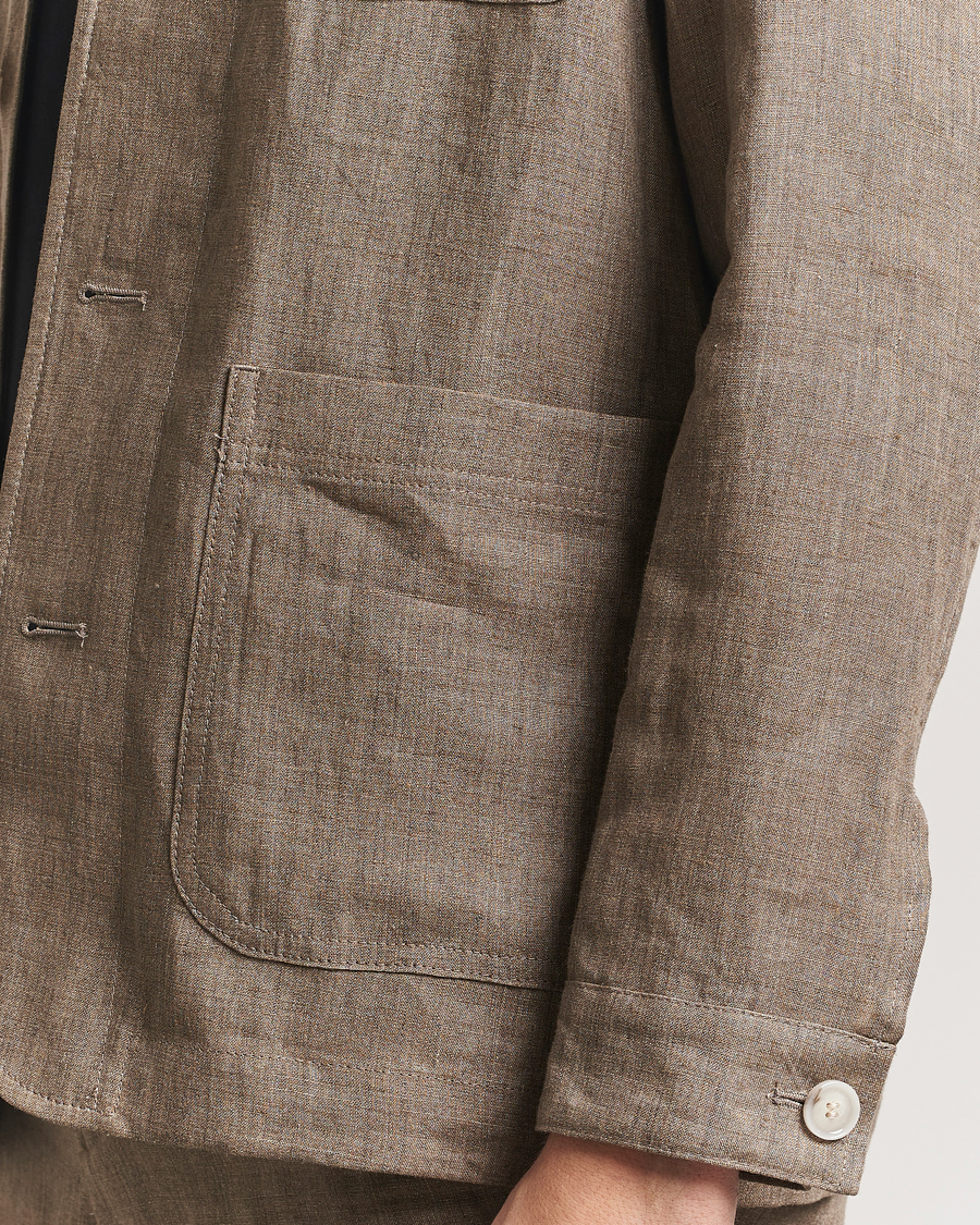 Homme | Manteaux Et Vestes | BOSS BLACK | Carper Linen Shirt Jacket Dark Brown