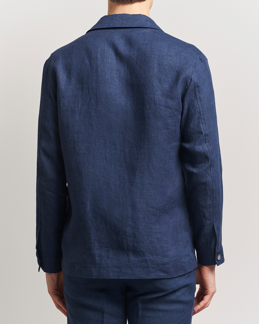 Homme | Manteaux Et Vestes | BOSS BLACK | Carper Linen Shirt Jacket Dark Blue