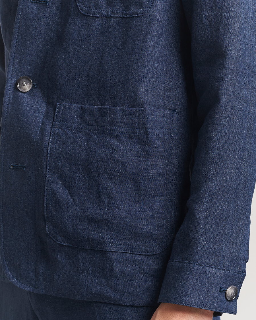 Homme | Manteaux Et Vestes | BOSS BLACK | Carper Linen Shirt Jacket Dark Blue